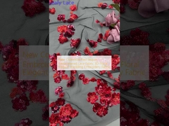 Νέα Συλλογή Κόκκινη Σέκιν Εμβορδισμένο Νεκέτα 3D Φλωρικά Έλεγκτο Νυφικό Εμβορδισμένο Νυφικό