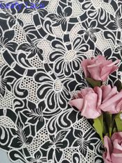 Floral κεντημένο σχέδιο ύφασμα δαντελλών λέιζερ σε μαύρο άσπρο δίχρωμο 114cm
