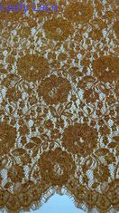 Καφέ χρώμα Chenille Yarn Floral Scalloped Edge Δαντέλα από το Υδρόδρομο φόρεμα για γυναίκες φόρεμα