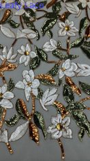 Νεαρό λουλούδι πλέγμα Sequin κεντημένο ύφασμα για την διακόσμηση του σπιτιού κυρία ένδυση
