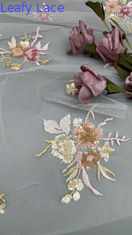 3D Floral υφάσματα Sequin κομψή και αναπνευστική πλέξη Δαντέλα υφάσματα πολυτελή περίσταση βραδινό ύφασμα