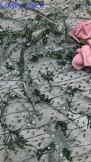 Μαύρο Δαντελένιο Κεντημένο Floral Mesh Ύφασμα Διακριτική Κομψότητα με Λεπτή Λάμψη Για Νέα Συλλογή
