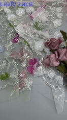 Φύλλωμα κεντημένο με χάντρες Ύφασμα πλέγμα Floral για βραδινά φορέματα Σχεδιασμός