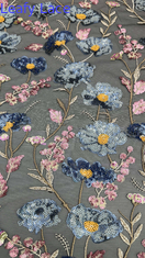 3D Floral Sequin Ύφασμα με Κέντημα για Φορέματα Πάρτι Υψηλής Ποιότητας