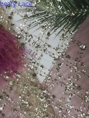 Χρυσό Floral κεντημένο τσέκι ύφασμα