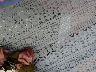 145CM μπλε ύφασμα δαντελλών βαμβακιού τρισδιάστατο Floral για τα άρθρα κλινοστρωμνής