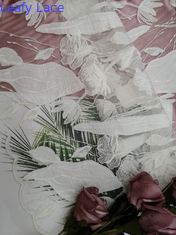Άσπρο ύφασμα δαντελλών Cutwork κεντητικής του Tulle Applique περικοπών λέιζερ