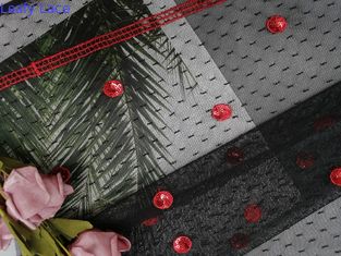 Κόκκινο κεντημένο τσέκι ύφασμα κύκλων για την κυρία Evening Dress