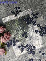 Τρισδιάστατο Floral ύφασμα δαντελλών τσιγγελακιών κεντητικής ναυτικού 60 ναυπηγείων