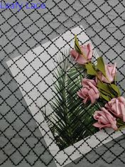 Μαύρο διακοσμημένο με χάντρες τσέκι ύφασμα Applique δαντελλών κόμματος 125CM Geo