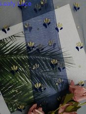 Η βασιλική μπλε μεταλλική συγκεντρωμένη δαντέλλα ακτινοβολεί τυπωμένο φύλλο αλουμινίου ύφασμα πλέγματος του Tulle