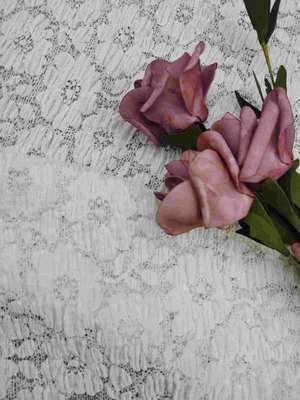 49 Inch White Color High Quality Spandex Floral Lace Fabric For Lady Clothing Women Dress