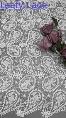 100% Poly Off White Cashew High Quality Chemical Embroidered Lace Fabric For Women Clothing