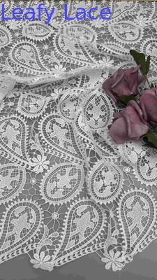 100% Poly Off White Cashew High Quality Chemical Embroidered Lace Fabric For Women Clothing