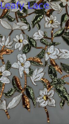 Delicate Floral Mesh Sequin Embroidered Fabric  For Home  Decoration Lady garment