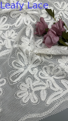 Cotton Mesh Embroidery With Floral Pattern Sustainable Fabric Full-Width Fabric For Spring And Summer