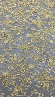 Yellow Durable and Elegant Embroidery Luxary Flower Embroidery Fabric Lace Fabric Wedding Birthday Occasions