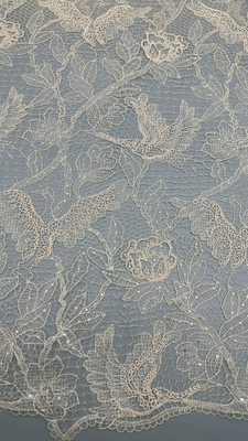 Sustainable Sequin Leafy Embroiderey Fabric Beaded Durable And Elegant
