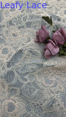 Leafy Sequin Embroidery Lace Fabric Fabric Durable and Elegant Embroidery Lace Fabric Wedding Party Occasions Embroidery Fabric