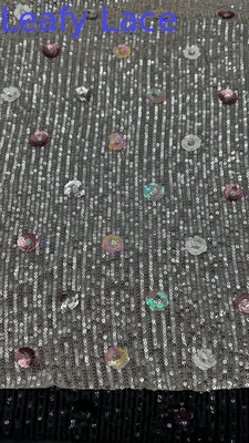 Leafy Luxary Sequin Embroidered Lace Fabric 3D Floral Elegent Wedding Embroidery Fabric
