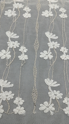 Customized Corded Embroidered Lace Fabric Elegent Leafy Embroidery Fabric