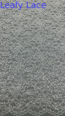100% Polyester Embroidery Lusiate Sequin Lace Fabric Leafy Luxury Occasion Evening Fabric