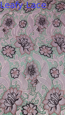 Pink New Arrival Laser Embroiedered Lace Fabric Sexy Elegant Leafy Evening Occasion