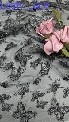 Butterfly Luxury Chemical Lace Fabric Romantic Lace for Wedding Couture Black Mesh Dresses