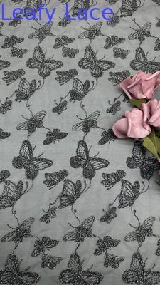 Butterfly Luxury Chemical Lace Fabric Romantic Lace for Wedding Couture Black Mesh Dresses