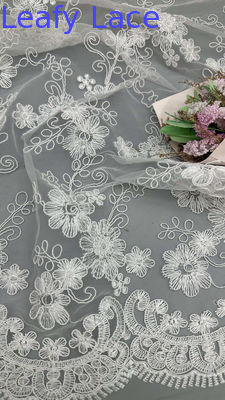 3D Embroidered Floral Lace Fabric With Mesh Artistic Multi-Layered Texture For Statement Evening Dresses