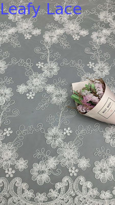 3D Embroidered Floral Lace Fabric With Mesh Artistic Multi-Layered Texture For Statement Evening Dresses