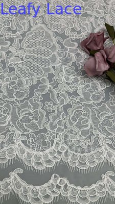 Handmade Floral Embroidery On Lace Artistic Detailing Tulle Mesh Fabric For Wedding Dresses