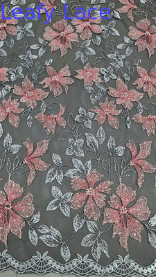 Embroidered Lace With Floral Details Deeply Textured Fabric For Dramatic High-Fashion Evening Gowns