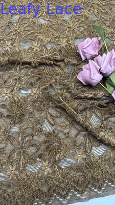 Leafy Flock Embroidered Lace For Baroque Floral Patterns For Regal And Romantic Formal Gowns