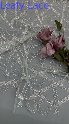 High Quality Beaded Pearl Embroidered Lace Fabric Polyester For New Season Evening
