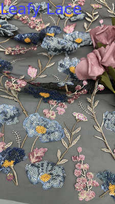 Sequin Embroideded Lace Fabric Elegant Mesh Customized New Collection Fabric