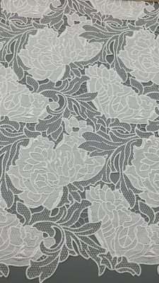 White Lace Embroidered Fabric Laser Hollow up Elegant Customized Design