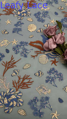 Sea Colorful Sequin Fabric For Embroidered Luxary Factory to Runway – Premium Laceess