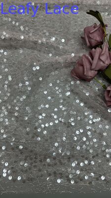 Sequin Embroidered Lace Fabric Luxary Design Shine Customized Factory for Gowns