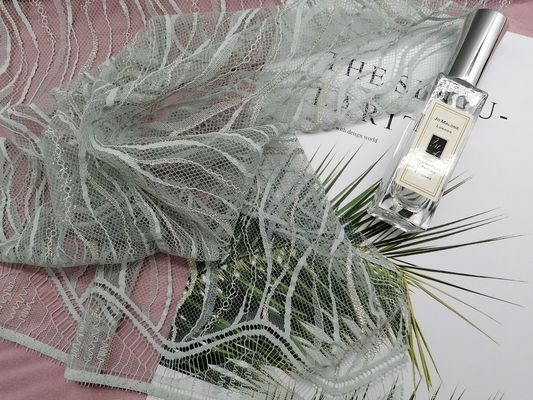 French Chantilly Eyelash Metallic Lace Fabric With Scallop