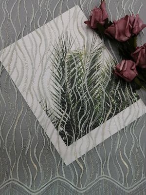 French Chantilly Eyelash Metallic Lace Fabric With Scallop