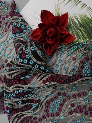 49 inch Colored 3D Floral Luxury Lace Fabric For Female Dresses