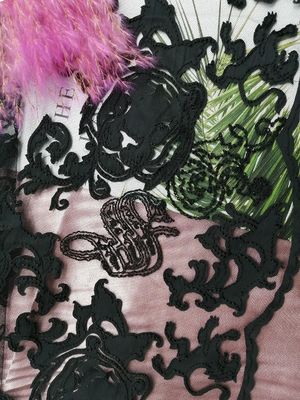 Black Laser Cut Applique Embroidery Fabric Embroidered Lace Fabric