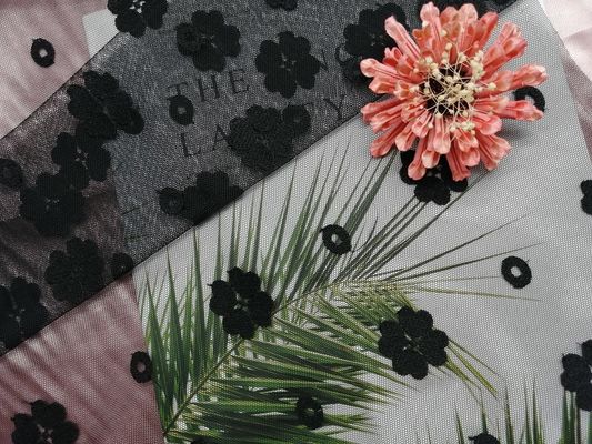 Recycled AZO Free Women Dress Green Embroidered Lace Fabric