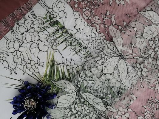 Tone - Tone White Black French Chantilly Floral Apparel Fabric