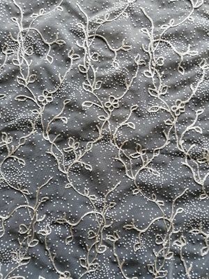 Polka Dot Embroidery Flocking Flocked Mesh Fabric Floral Lace