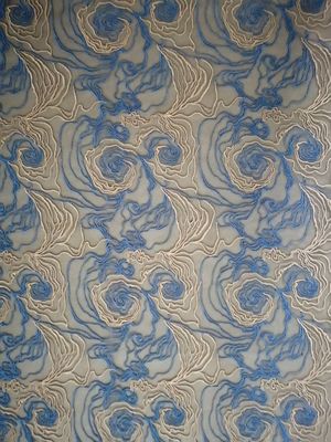 Polyester Blue Floral Embroidered Lace Fabric For Garment Brands