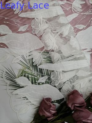 White Laser Cut Tulle Applique Embroidery Cutwork Lace Fabric