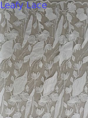 White Laser Cut Tulle Applique Embroidery Cutwork Lace Fabric