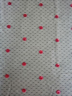 Red Circle Sequin Embroidered Fabric For Lady Evening Dress